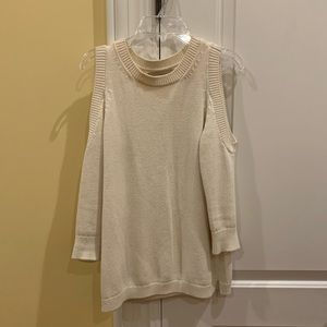 Loft cutout shoulder white sweater